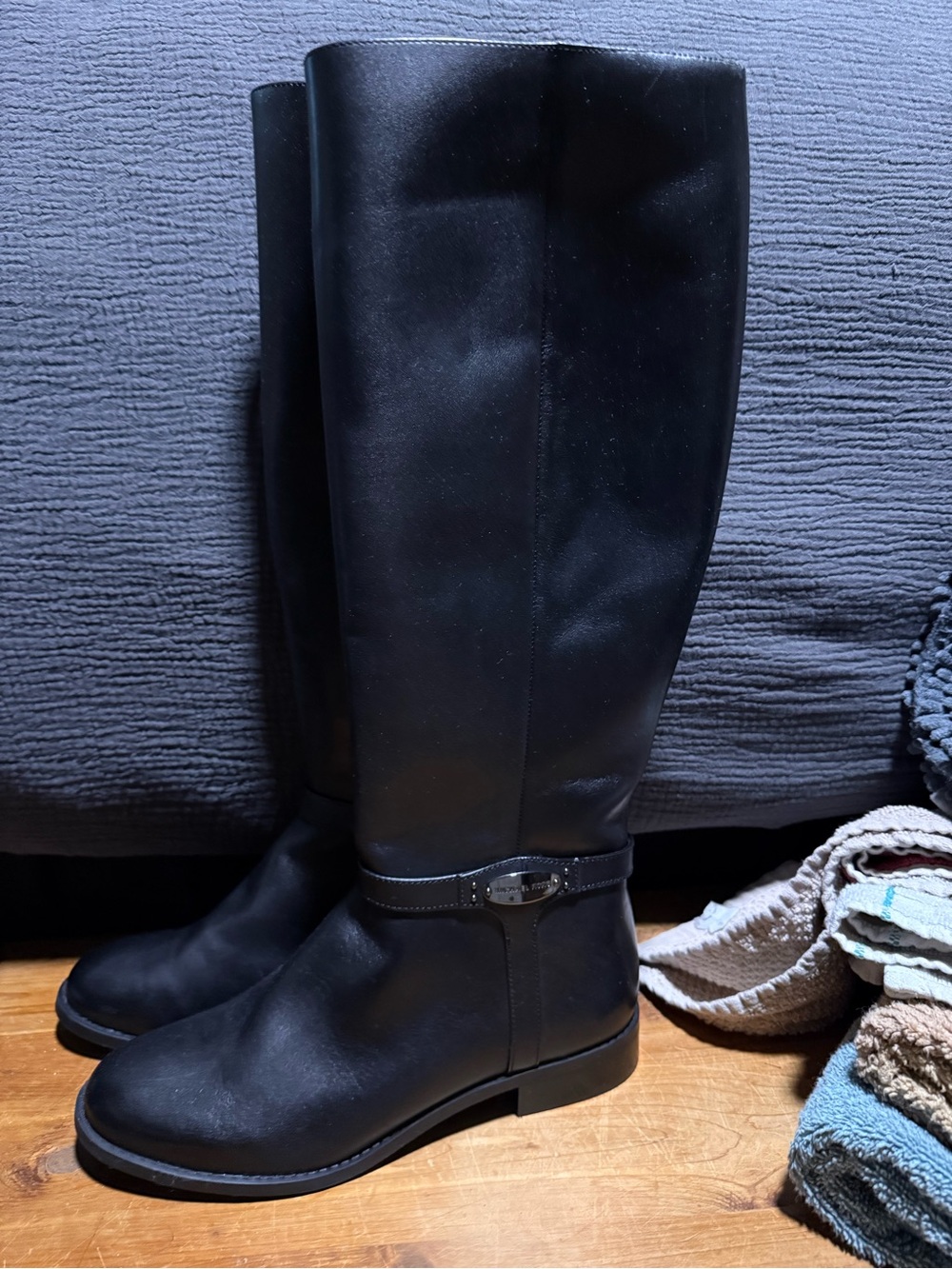 Michael Kors Black Leather Over-the-Knee Riding Boots